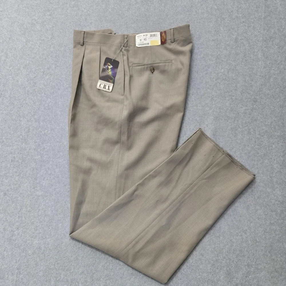 Corbin CRX Pants Mens 38 Regular Wool Pleated Dress Slacks Unfinished‎ Hem New